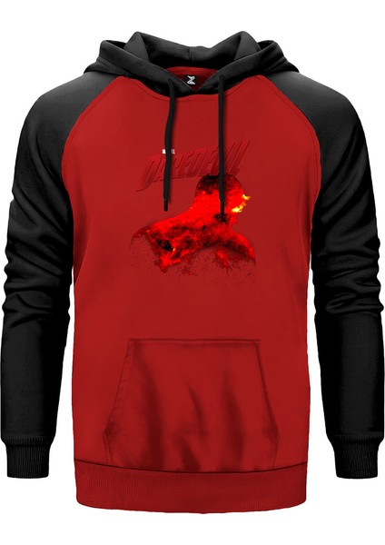 Daredevil Kırmızı Renk Reglan Kol Kapşonlu Sweatshirt
