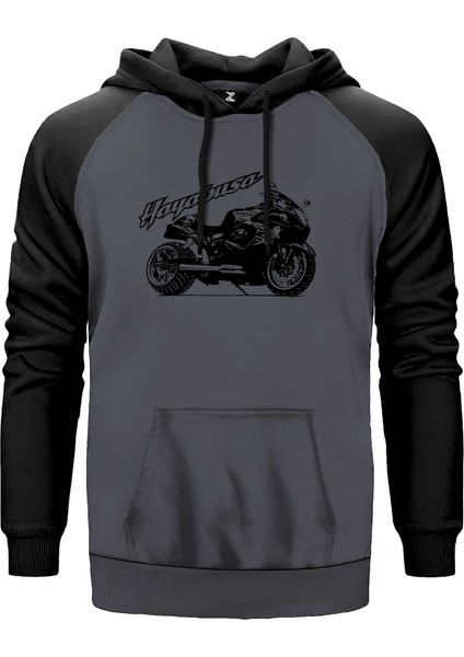 Suzuki Hayabusa Gri Renk Reglan Kol Kapşonlu Sweatshirt