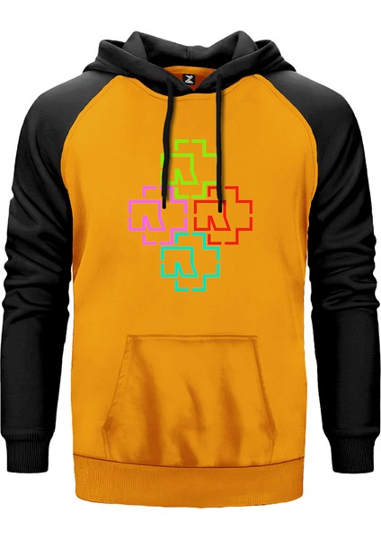 Rammstein Color Logo Sarı Renk Reglan Kol Kapşonlu Sweatshirt