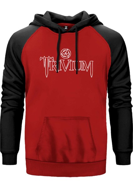 Trivium Logotype Kırmızı Renk Reglan Kol Kapşonlu Sweatshirt