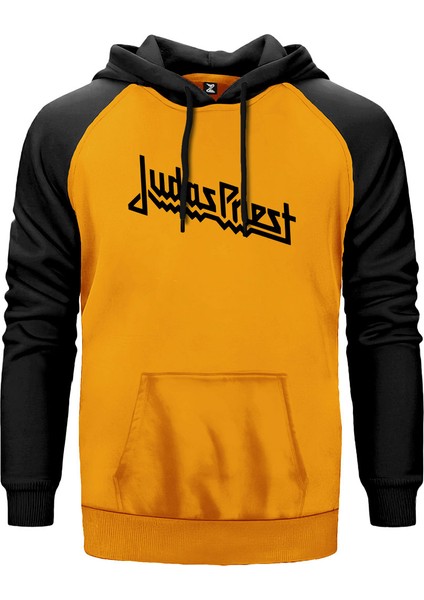 Judas Priest Logo Sarı Renk Reglan Kol Kapşonlu Sweatshirt
