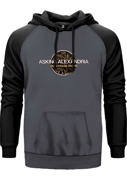 Asking Alexandria Like A House On Fire Gri Renk Reglan Kol Kapşonlu Sweatshirt