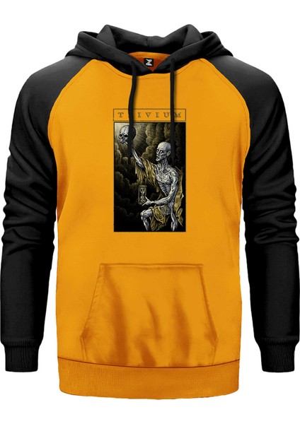 Trivium Skull Sarı Renk Reglan Kol Kapşonlu Sweatshirt