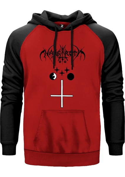 Nargaroth Orke Kırmızı Renk Reglan Kol Kapşonlu Sweatshirt