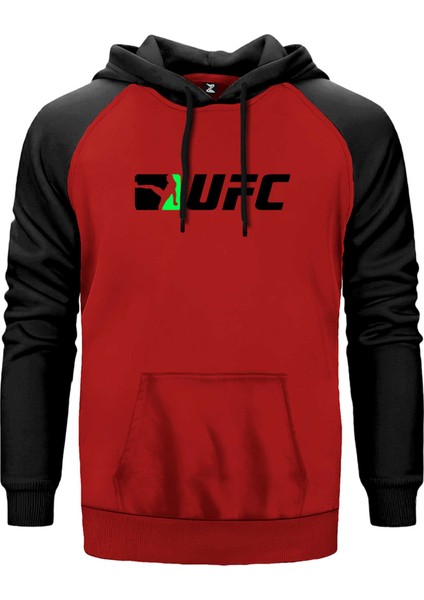 Ufc Green Kick Kırmızı Renk Reglan Kol Kapşonlu Sweatshirt