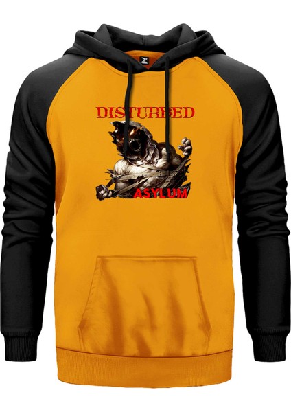 Disturbed Asylum Sarı Renk Reglan Kol Kapşonlu Sweatshirt
