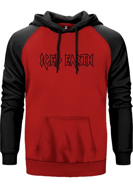 Iced Earth Logo 2 Kırmızı Renk Reglan Kol Kapşonlu Sweatshirt