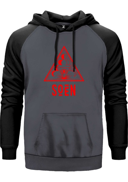Soen Lotus Gri Renk Reglan Kol Kapşonlu Sweatshirt