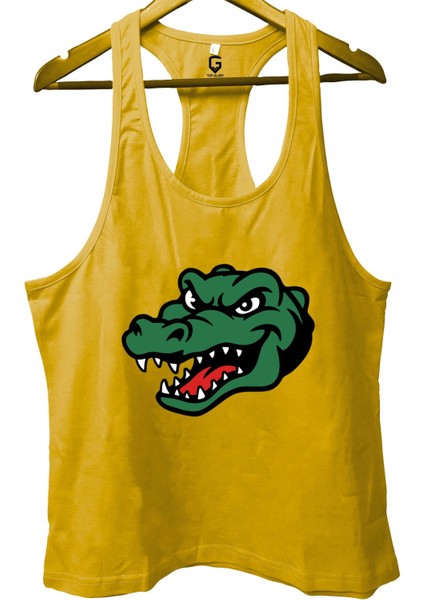 Crocodile Sarı Gym Fitness Tank Top Sporcu Atleti