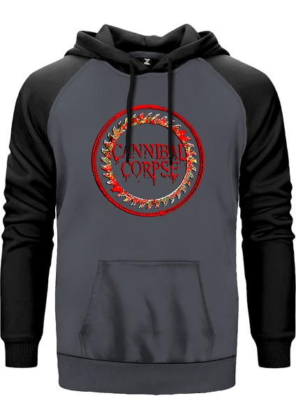 Cannibal Corpse Testere Gri Renk Reglan Kol Kapşonlu Sweatshirt