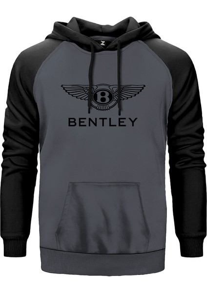 Bentley Logo Gri Renk Reglan Kol Kapşonlu Sweatshirt