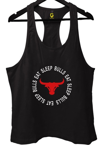 Bulls Siyah Gym Fitness Tank Top Sporcu Atleti