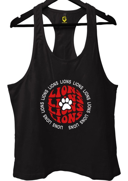 Lions Siyah Gym Fitness Tank Top Sporcu Atleti