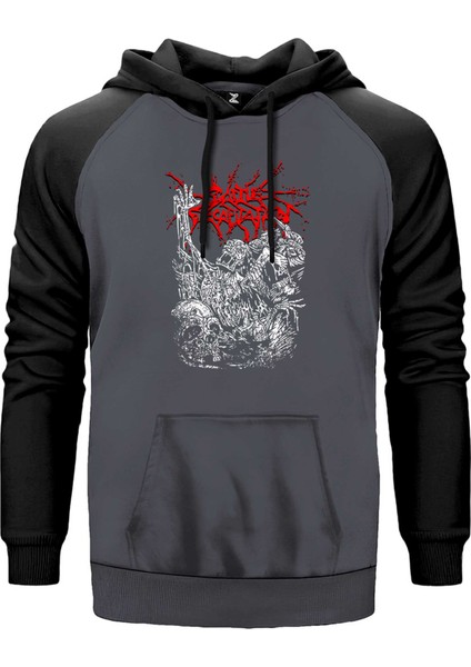 Cattle Decapitation Design Classic Gri Renk Reglan Kol Kapşonlu Sweatshirt