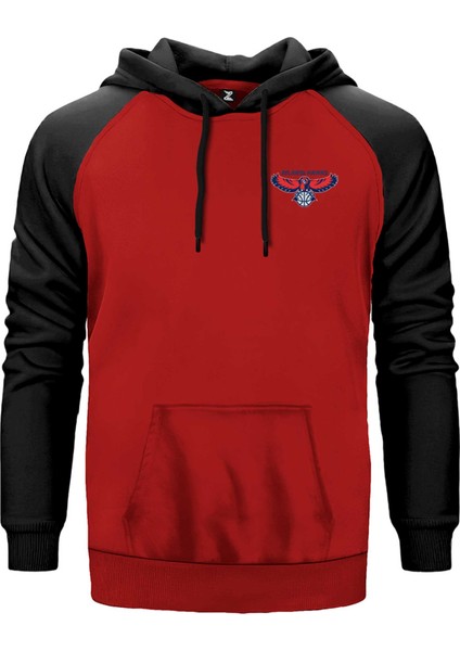 Atlanta Hawks Logo Kırmızı Renk Reglan Kol Kapşonlu Sweatshirt