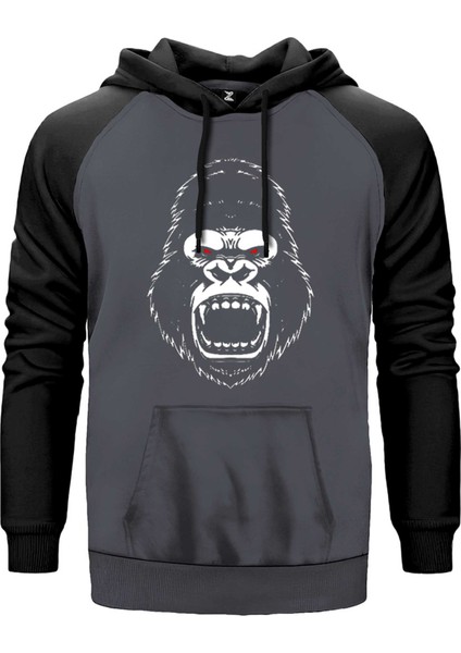 Goril Nervous Gri Renk Reglan Kol Kapşonlu Sweatshirt