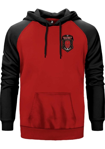 Call Of Duty Black Ops Skull Kırmızı Renk Reglan Kol Kapşonlu Sweatshirt