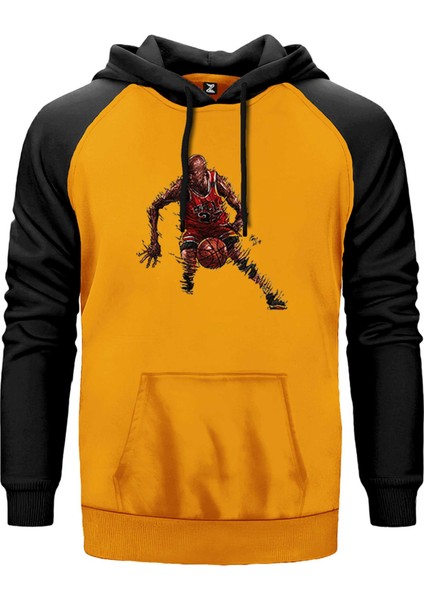 Micheal Jordan 23 Silhouette Sarı Renk Reglan Kol Kapşonlu Sweatshirt