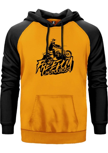Freedom Motocross Sarı Renk Reglan Kol Kapşonlu Sweatshirt