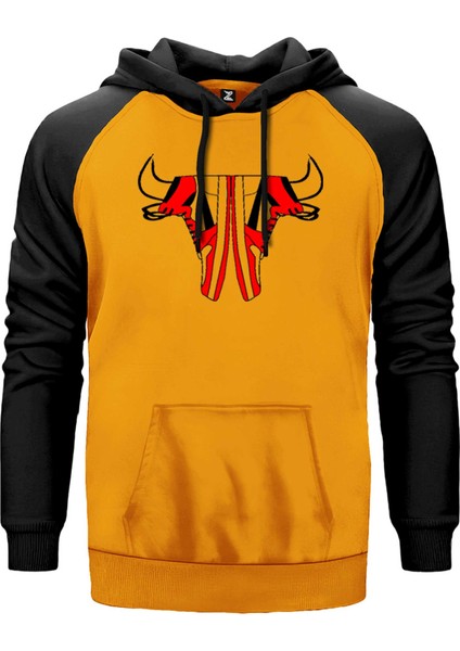 Chicago Bulls Shoes Sarı Renk Reglan Kol Kapşonlu Sweatshirt