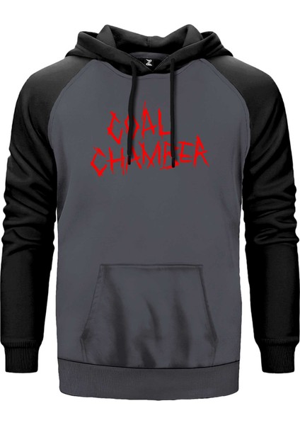 Coal Chamber Logo Classic Gri Renk Reglan Kol Kapşonlu Sweatshirt