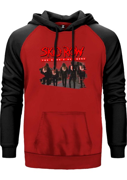 Skid Row The Gang Kırmızı Renk Reglan Kol Kapşonlu Sweatshirt