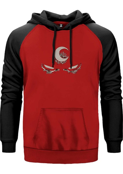 Moon Knight Night Bloody Legends Kırmızı Renk Reglan Kol Kapşonlu Sweatshirt