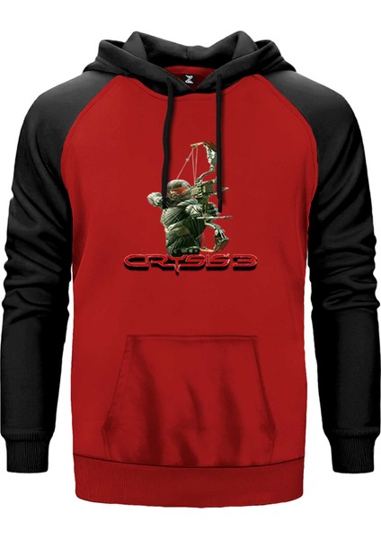 Crysis Three Bowman Kırmızı Renk Reglan Kol Kapşonlu Sweatshirt