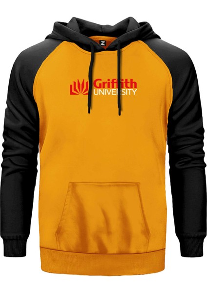 Sarıffith University Red Logo Sarı Renk Reglan Kol Kapşonlu Sweatshirt