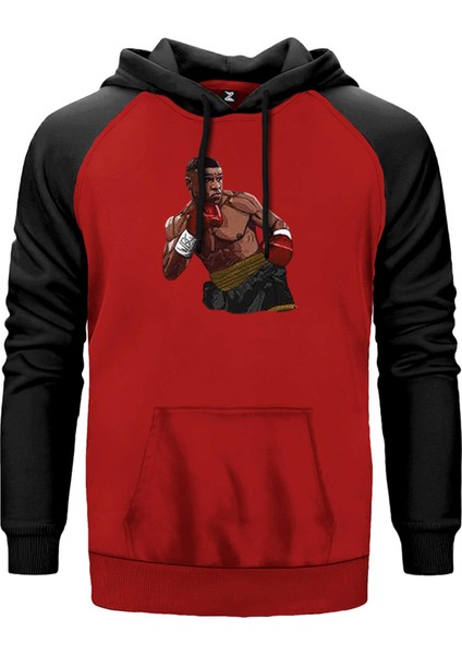 Mike Tyson Wbc Fight Kırmızı Renk Reglan Kol Kapşonlu Sweatshirt