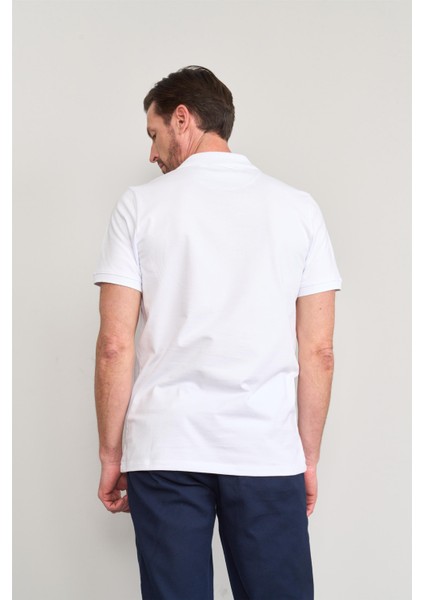 4054 Erkek Polo Yaka Penye Pike T-Shirt Beyaz fırsatları