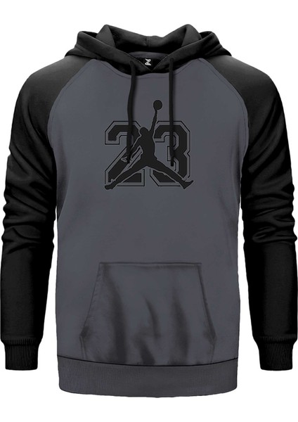 Jordan Black 23 Gri Renk Reglan Kol Kapşonlu Sweatshirt