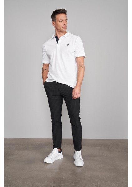 3047-L Erkek Polo Yaka Penye Pike T-Shirt Beyaz fiyatları