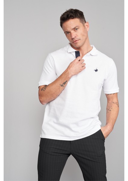 3047-L Erkek Polo Yaka Penye Pike T-Shirt Beyaz fırsatları