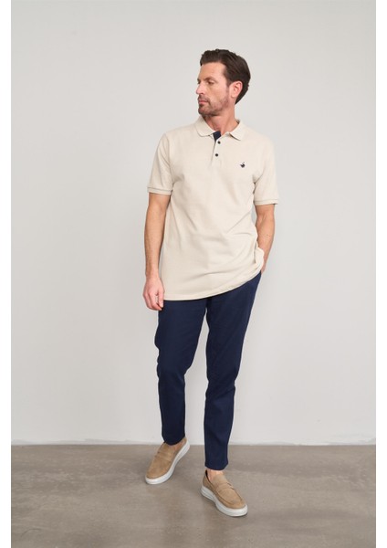 3047-L Erkek Polo Yaka Penye Pike T-Shirt Vizon