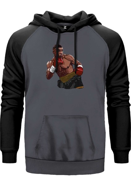 Mike Tyson Wbc Fight Gri Renk Reglan Kol Kapşonlu Sweatshirt