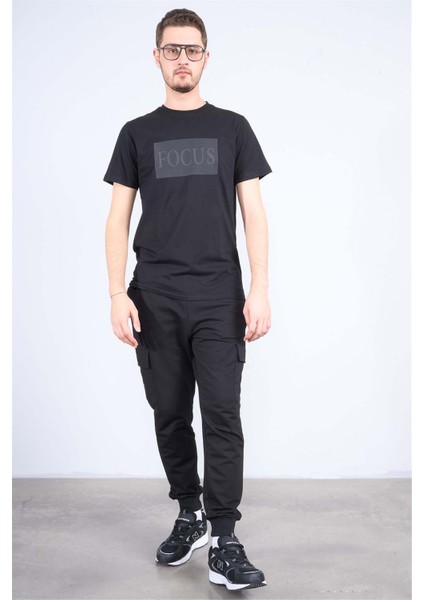 4040 Erkek Bisiklet Yaka Baskılı Regular T-Shirt Siyah fiyatları