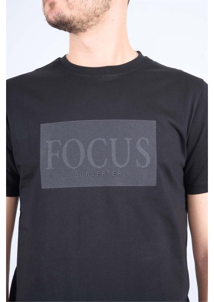 4040 Erkek Bisiklet Yaka Baskılı Regular T-Shirt Siyah modelleri