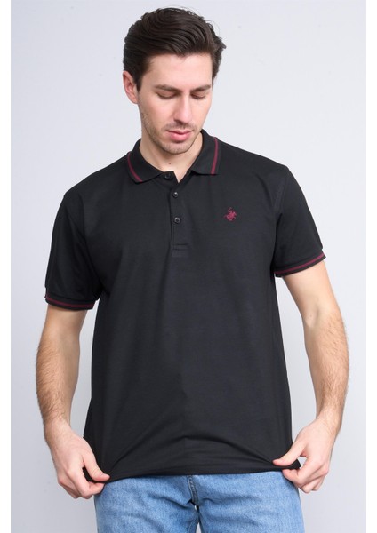 3953 Erkek Polo Yaka 30/1 Pike T-Shirt Siyah