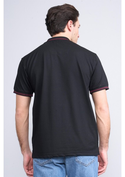 3953 Erkek Polo Yaka 30/1 Pike T-Shirt Siyah fırsatları