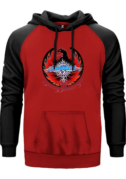Dokken Lightning Strikes Again Kırmızı Renk Reglan Kol Kapşonlu Sweatshirt