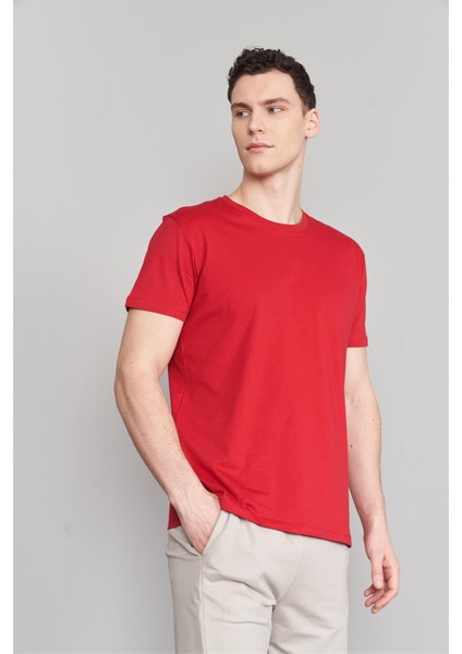 Çetinkaya Mentality 2772B Bisiklet Yaka Süprem Slim Fit Bordo T-Shirt