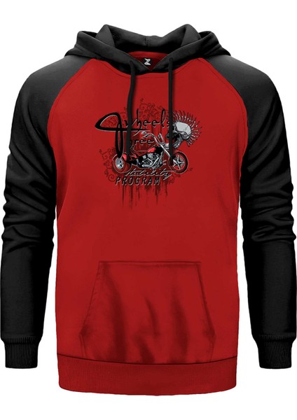 Red Trike Animation Kırmızı Renk Reglan Kol Kapşonlu Sweatshirt