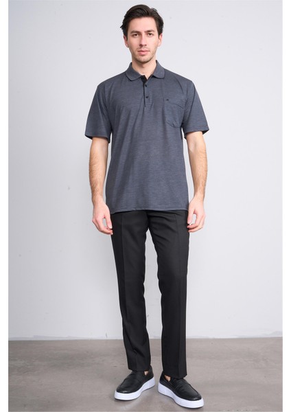 Çetinkaya Mentality 3371 Erkek Cepli Polo Yaka Regular Füme-Siyah T-Shirt fiyatları