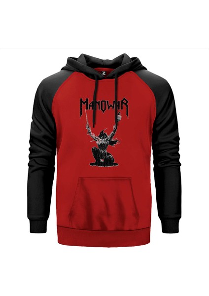 Manowar The Triumph Of Steel Kırmızı Renk Reglan Kol Kapşonlu Sweatshirt