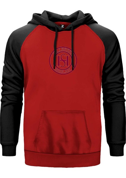Young Royals College Kırmızı Renk Reglan Kol Kapşonlu Sweatshirt