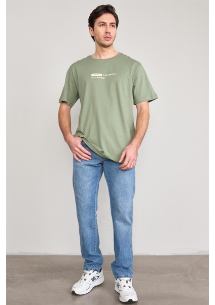 Çetinkaya Mentality 3741 Bisiklet Yaka Penye Regular Baskılı Tshirt Haki fiyatları