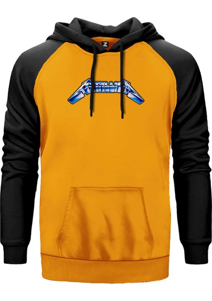 Metallica Logo Blue Sarı Renk Reglan Kol Kapşonlu Sweatshirt