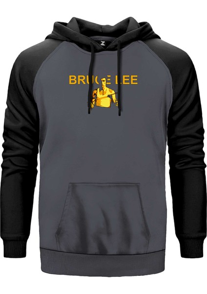 Bruce Lee Nunchaku Gri Renk Reglan Kol Kapşonlu Sweatshirt