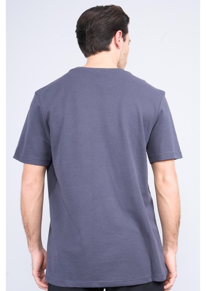 Çetinkaya Mentality 3923 Bisiklet Yaka Petek Örme Regular T-Shirt Koyu Gri